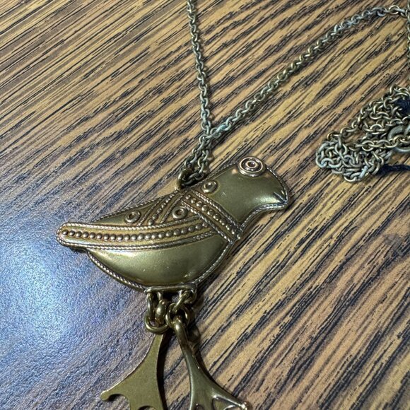 Kalevala Koru 32" Bronze Color Bird Necklace With Dangling Legs - Picture 2 of 5